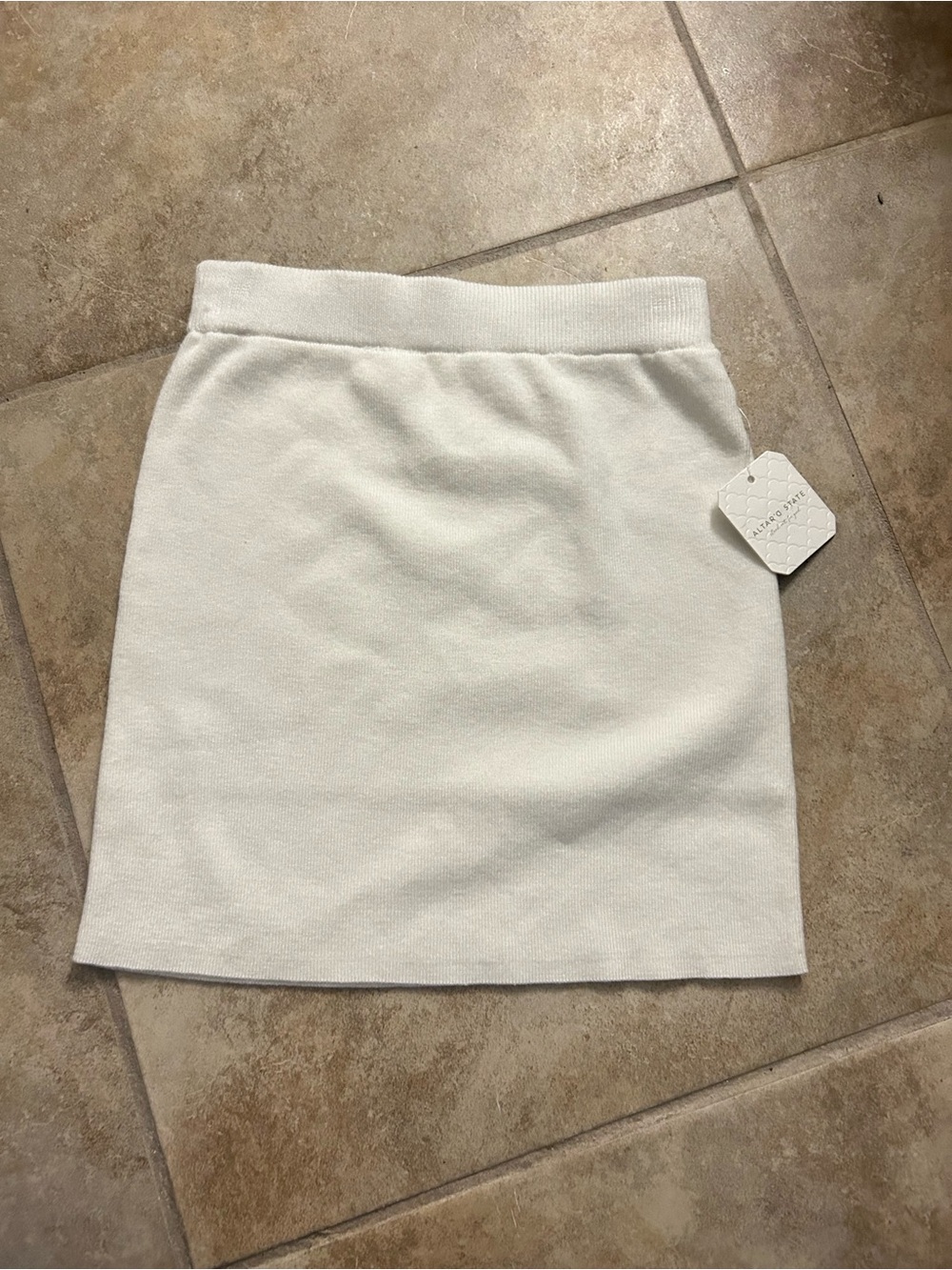 Altar'd State Cream Knit Mini Skirt